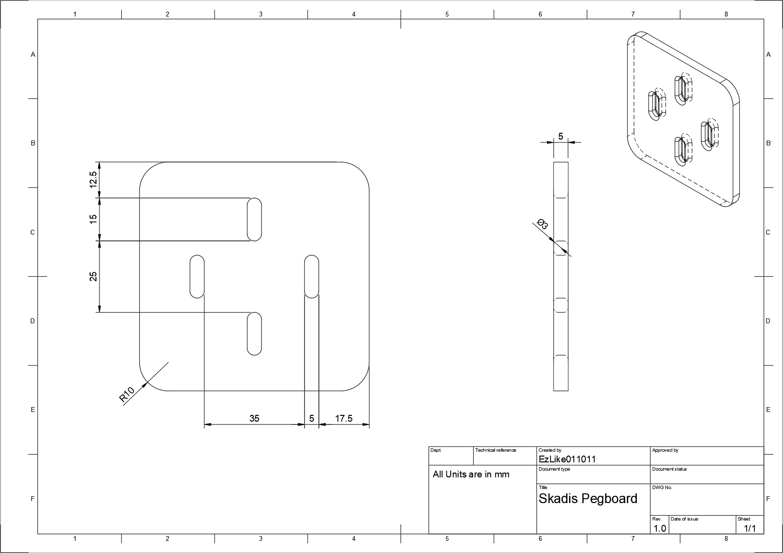 SKADIS pegboard dimensions